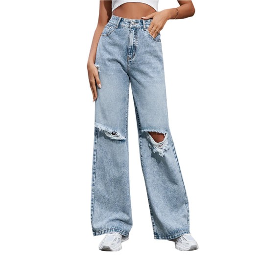 Rebel Ripped High-Waist Jeans