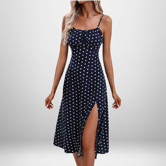 Dotted Breeze Cut-Out Midi Dress